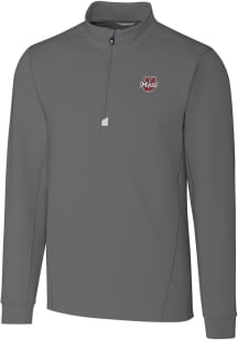 Cutter and Buck Massachusetts Minutemen Mens Grey Traverse Long Sleeve Qtr Zip Pullover