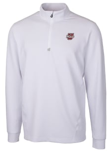 Cutter and Buck Massachusetts Minutemen Mens White Traverse Long Sleeve Qtr Zip Pullover