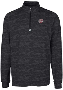 Cutter and Buck Massachusetts Minutemen Mens Black Traverse Camo Long Sleeve Qtr Zip Pullover
