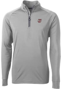 Cutter and Buck Massachusetts Minutemen Mens Grey Adapt Eco Knit Long Sleeve Qtr Zip Pullover