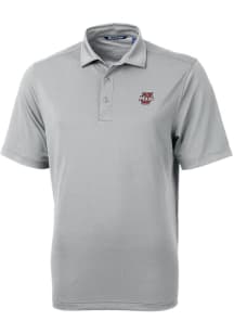 Cutter and Buck Massachusetts Minutemen Mens Grey Virtue Eco Pique Short Sleeve Polo