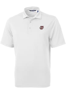 Cutter and Buck Massachusetts Minutemen Mens White Virtue Eco Pique Short Sleeve Polo
