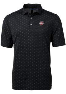 Cutter and Buck Massachusetts Minutemen Mens Black Virtue Eco Pique Tile Short Sleeve Polo