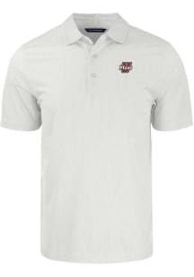 Cutter and Buck Massachusetts Minutemen Mens White Pike Symmetry Short Sleeve Polo