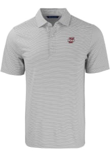 Cutter and Buck Massachusetts Minutemen Mens Grey Forge Double Stripe Short Sleeve Polo