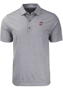Cutter and Buck Massachusetts Minutemen Mens Black Forge Heather Stripe Short Sleeve Polo