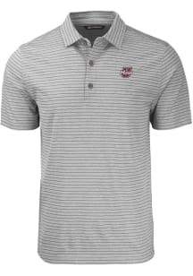 Cutter and Buck Massachusetts Minutemen Mens Grey Forge Heather Stripe Short Sleeve Polo