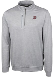 Cutter and Buck Massachusetts Minutemen Mens Grey Stealth Long Sleeve Qtr Zip Pullover