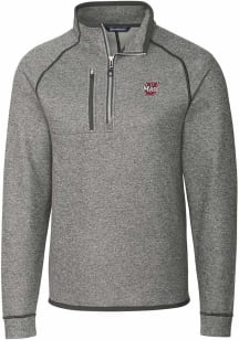 Cutter and Buck Massachusetts Minutemen Mens Grey Mainsail Long Sleeve Qtr Zip Pullover