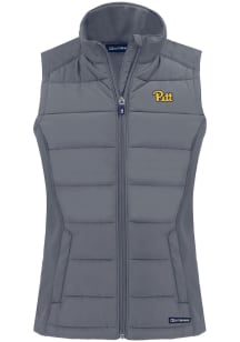 Cutter and Buck Pitt Panthers Womens Grey Evoke Vest