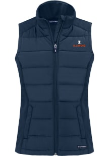 Cutter and Buck Illinois Fighting Illini Womens Navy Blue Evoke Vest