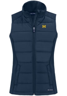 Cutter and Buck Michigan Wolverines Womens Blue Evoke Vest