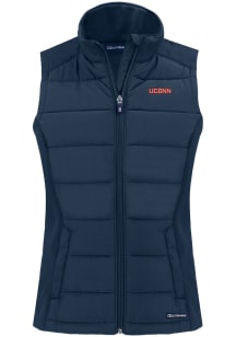 Cutter and Buck UConn Huskies Womens Navy Blue Wordmark Evoke Vest