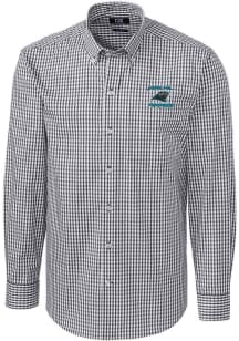 Cutter and Buck Carolina Panthers Mens Charcoal HISTORIC Easy Care Stretch Big and Tall Dress Shir..
