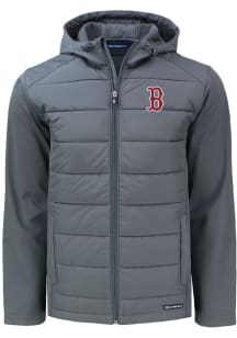 Cutter and Buck Boston Red Sox Mens Grey Evoke Hood Medium Weight Jacket