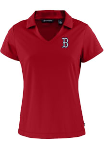 Cutter and Buck Boston Red Sox Womens Cardinal Daybreak V Neck Short Sleeve Polo Shirt