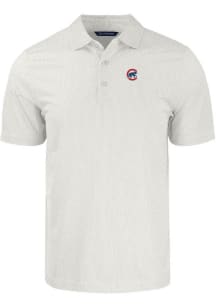 Cutter and Buck Chicago Cubs White Pike Symmetry Big and Tall Polo