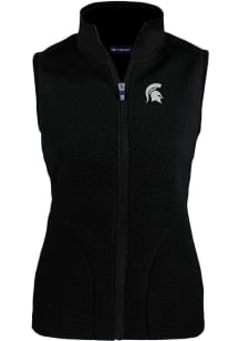 Cutter and Buck Michigan State Spartans Womens Black Cascade Sherpa Vest