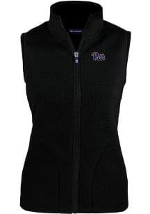Cutter and Buck Pitt Panthers Womens Black Cascade Sherpa Vest