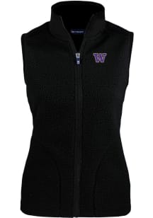 Cutter and Buck Washington Huskies Womens Black Cascade Sherpa Vest