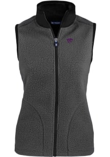 Cutter and Buck K-State Wildcats Womens Grey Cascade Sherpa Vest