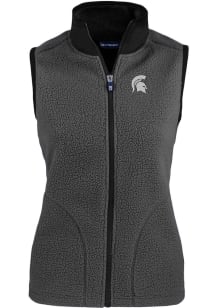 Cutter and Buck Michigan State Spartans Womens Grey Cascade Sherpa Vest