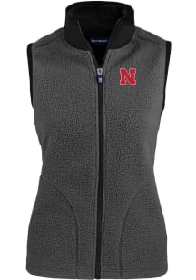 Cutter and Buck Nebraska Cornhuskers Womens Grey Cascade Sherpa Vest