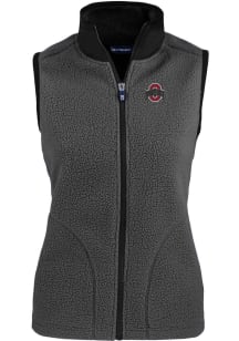 Cutter and Buck Ohio State Buckeyes Womens Grey Solid Cascade Sherpa Vest