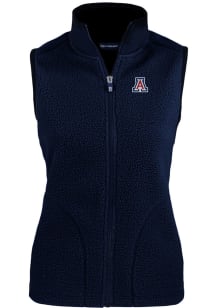 Cutter and Buck Arizona Wildcats Womens Navy Blue Cascade Sherpa Vest