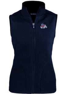 Cutter and Buck Fresno State Bulldogs Womens Navy Blue Cascade Sherpa Vest