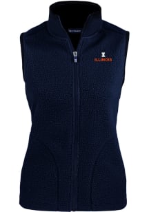 Cutter and Buck Illinois Fighting Illini Womens Navy Blue Cascade Sherpa Vest
