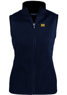 Cutter and Buck Michigan Wolverines Womens Blue Cascade Sherpa Vest