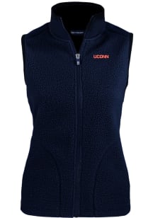 Cutter and Buck UConn Huskies Womens Navy Blue Wordmark Cascade Sherpa Vest