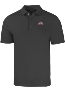 Cutter and Buck Ohio State Buckeyes Black Solid Forge Eco Stretch Big and Tall Polo