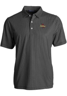 Cutter and Buck Tulsa Golden Hurricane Black Pike Symmetry Big and Tall Polo