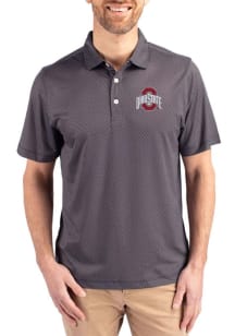 Cutter and Buck Ohio State Buckeyes Black Solid Pike Symmetry Big and Tall Polo