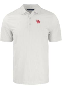 Cutter and Buck Houston Cougars White Pike Symmetry Big and Tall Polo