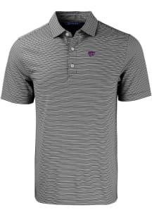 Cutter and Buck K-State Wildcats Black Forge Double Stripe Big and Tall Polo
