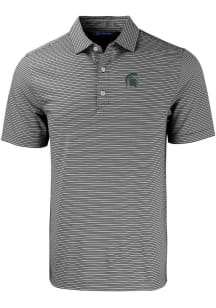 Cutter and Buck Michigan State Spartans Black Forge Double Stripe Big and Tall Polo