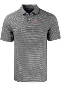 Cutter and Buck Rutgers Scarlet Knights Black Forge Double Stripe Big and Tall Polo