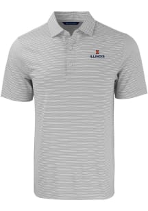 Cutter and Buck Illinois Fighting Illini Grey Forge Double Stripe Big and Tall Polo