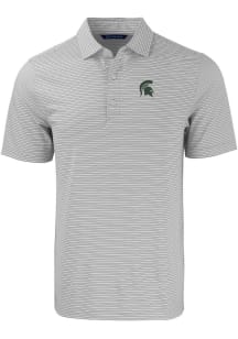 Cutter and Buck Michigan State Spartans Grey Forge Double Stripe Big and Tall Polo