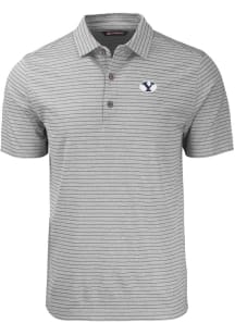 Cutter and Buck BYU Cougars Grey Forge Heather Stripe Big and Tall Polo