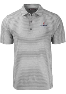 Cutter and Buck Illinois Fighting Illini Grey Forge Heather Stripe Big and Tall Polo