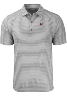 Cutter and Buck Miami RedHawks Grey Forge Heather Stripe Big and Tall Polo