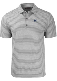 Cutter and Buck Michigan Wolverines Grey Forge Heather Stripe Big and Tall Polo