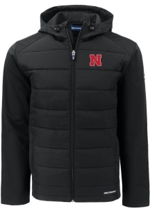 Cutter and Buck Nebraska Cornhuskers Mens Black Evoke Hood Big and Tall Lined Jacket