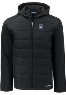 Cutter and Buck Northwestern Wildcats Mens Black Evoke Hood Big and Tall Lined Jacket