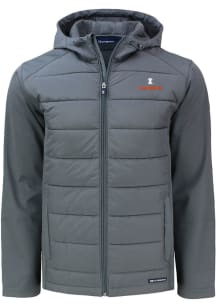 Cutter and Buck Illinois Fighting Illini Mens Grey Evoke Hood Big and Tall Lined Jacket