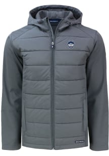 Cutter and Buck UConn Huskies Mens Grey Evoke Hood Big and Tall Lined Jacket
